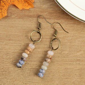 *3x Boho Sand and Blue Beaded Earrings